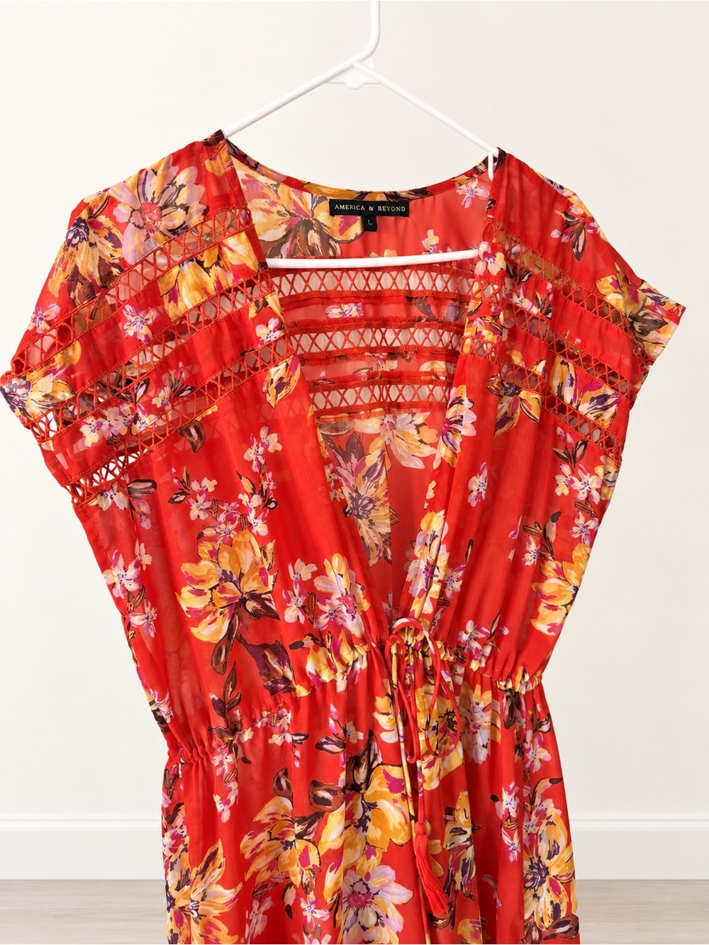 America & Beyond Dark Orange Kimono - Picture 2 of 4
